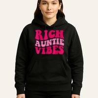 Rich Auntie Vibes Funny Aunt Saying Groovy Apparel Hoodie