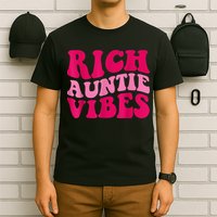Rich Auntie Vibes Funny Aunt Saying Groovy Apparel T-Shirt