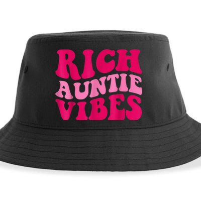 Rich Auntie Vibes Funny Aunt Saying Groovy Apparel Sustainable Bucket Hat