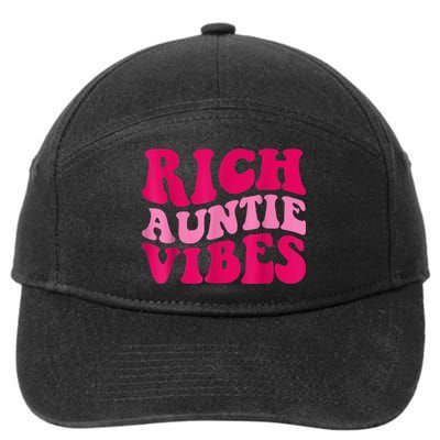 Rich Auntie Vibes Funny Aunt Saying Groovy Apparel 7-Panel Snapback Hat