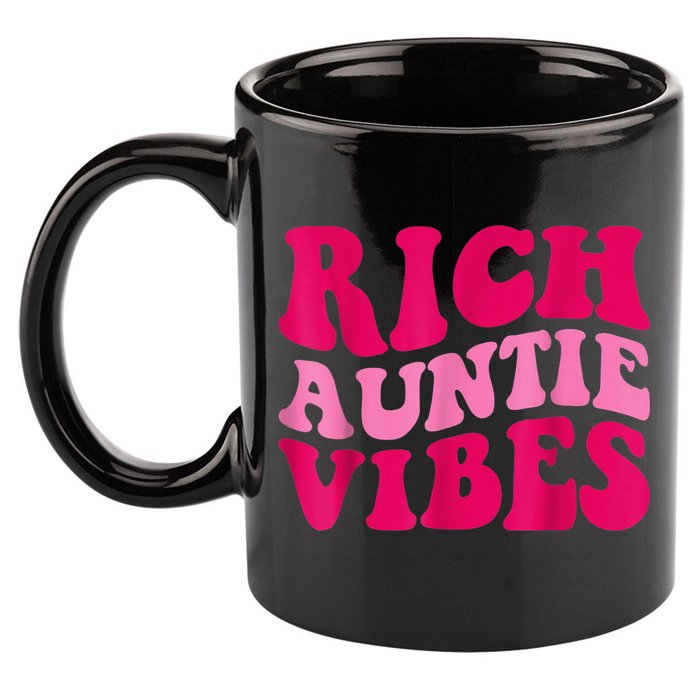 Rich Auntie Vibes Funny Aunt Saying Groovy Apparel 11oz C Handle Ceramic Mug