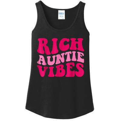 Rich Auntie Vibes Funny Aunt Saying Groovy Apparel Ladies Essential Tank