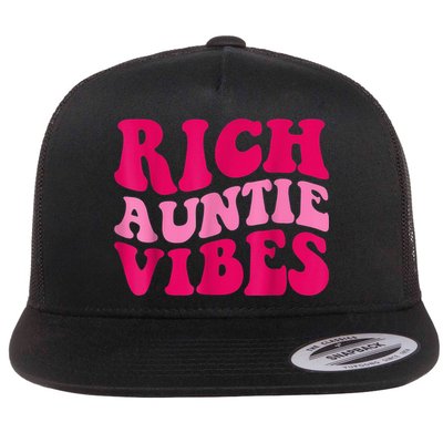 Rich Auntie Vibes Funny Aunt Saying Groovy Apparel Flatbill Hat