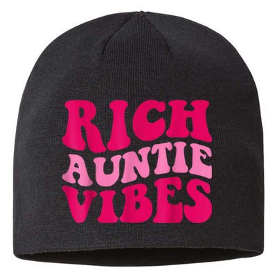 Rich Auntie Vibes Funny Aunt Saying Groovy Apparel Sustainable Beanie