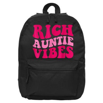 Rich Auntie Vibes Funny Aunt Saying Groovy Apparel 16 in Basic Backpack