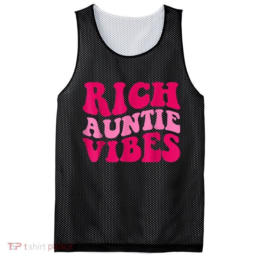 Rich Auntie Vibes Funny Aunt Saying Groovy Apparel Mesh Reversible Basketball Jersey Tank