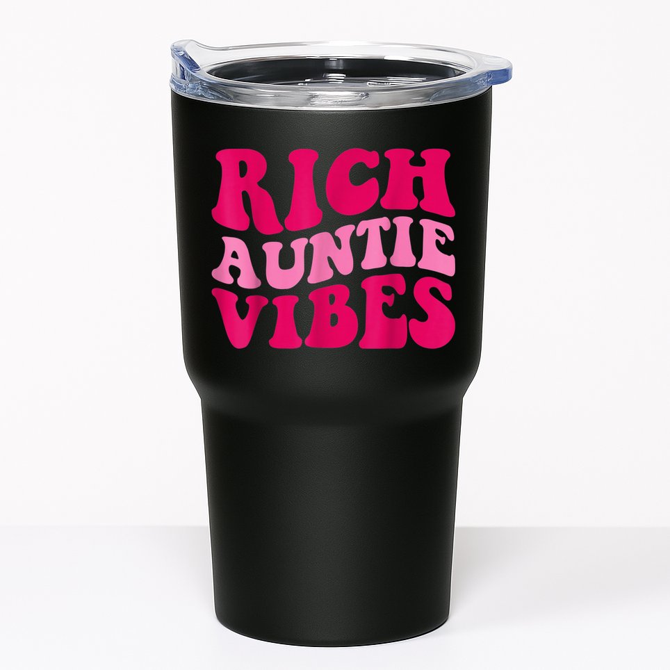 Rich Auntie Vibes Funny Aunt Saying Groovy Apparel Tumbler