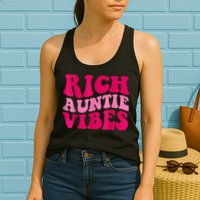 Rich Auntie Vibes Funny Aunt Saying Groovy Apparel Womens Tank Top