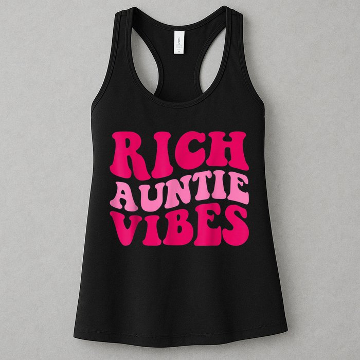 Rich Auntie Vibes Funny Aunt Saying Groovy Apparel Womens Tank Top