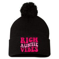 Rich Auntie Vibes Funny Aunt Saying Groovy Apparel Pom Pom 12in Knit Beanie
