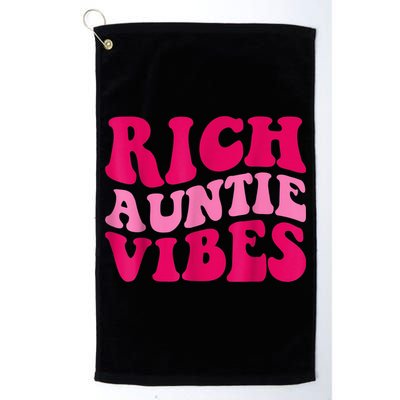 Rich Auntie Vibes Funny Aunt Saying Groovy Apparel Golf Towel