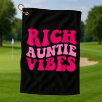 Rich Auntie Vibes Funny Aunt Saying Groovy Apparel Golf Towel