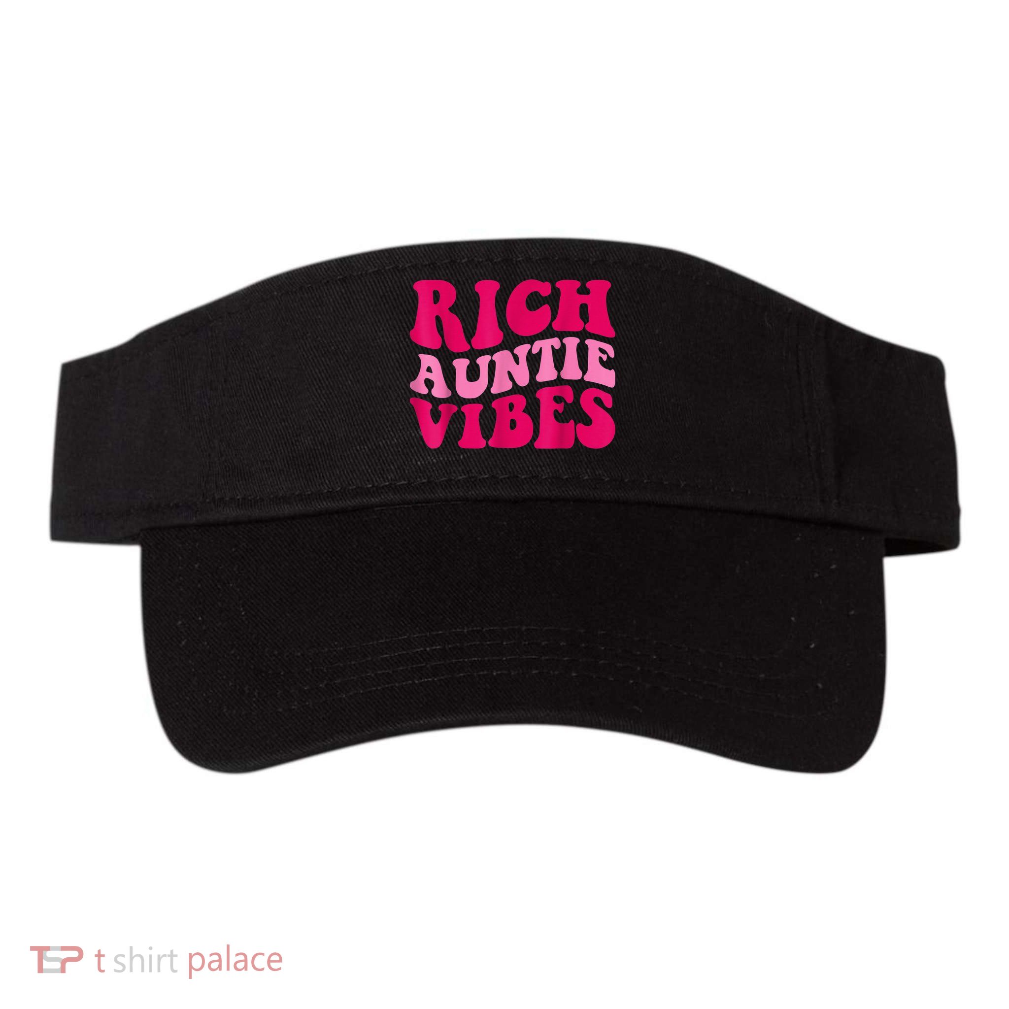 Rich Auntie Vibes Funny Aunt Saying Groovy Apparel Visor