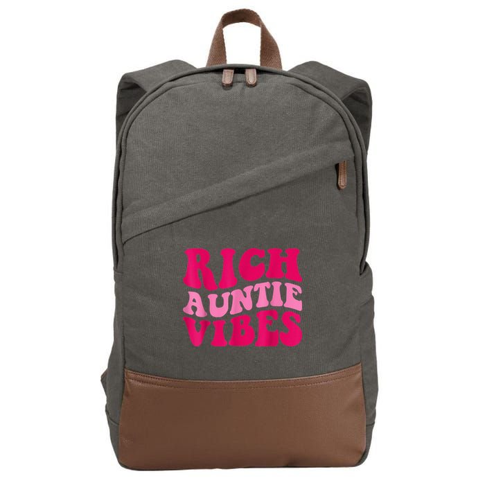 Rich Auntie Vibes Funny Aunt Saying Groovy Apparel Cotton Canvas Backpack