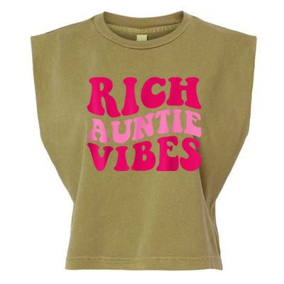 Rich Auntie Vibes Funny Aunt Saying Groovy Apparel Garment-Dyed Women's Muscle Tee