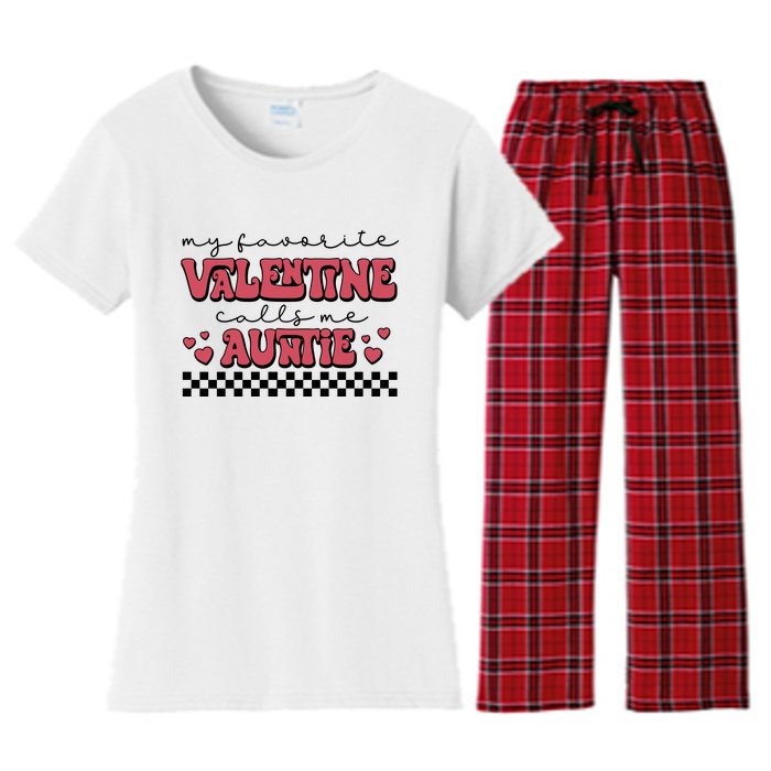 Retro Auntie Valentine's Day Women's Flannel Pajama Set