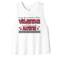 Retro Auntie Valentine's Day Women's Racerback Cropped Tank