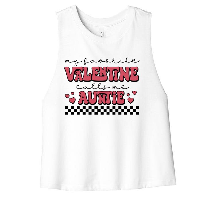 Retro Auntie Valentine's Day Women's Racerback Cropped Tank