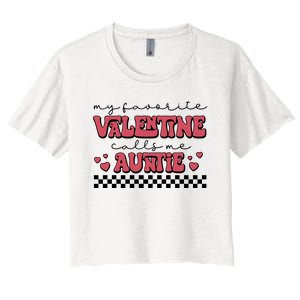 Retro Auntie Valentine's Day Women's Crop Top Tee