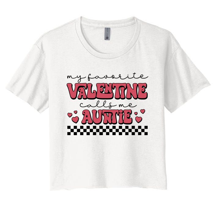 Retro Auntie Valentine's Day Women's Crop Top Tee