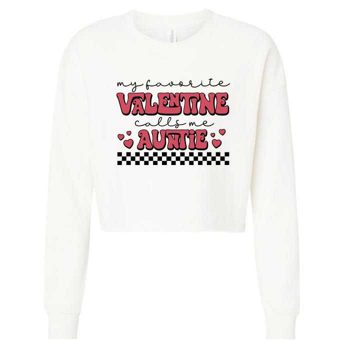 Retro Auntie Valentine's Day Cropped Pullover Crew