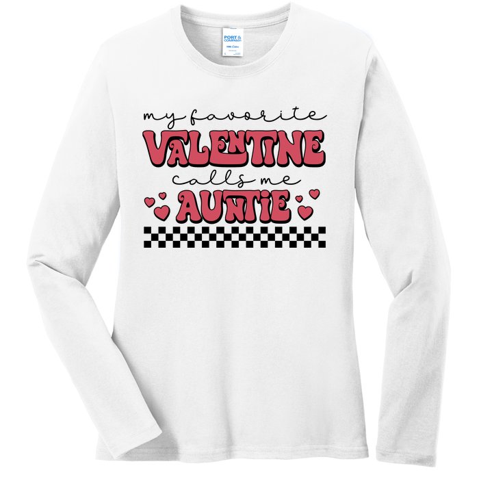 Retro Auntie Valentine's Day Ladies Long Sleeve Shirt