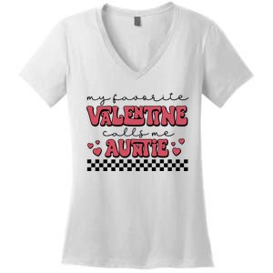 Retro Auntie Valentine's Day Women's V-Neck T-Shirt