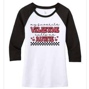 Retro Auntie Valentine's Day Women's Tri-Blend 3/4-Sleeve Raglan Shirt