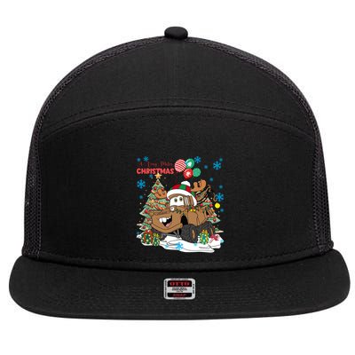Retro A Very Mater Christmas Light Cars Land Tow Mater Christmas S 7 Panel Mesh Trucker Snapback Hat