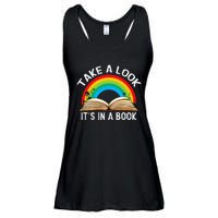 Reading Art Vintage Retro Rainbow Take A Look ItS In A Book Ladies Essential Flowy Tank