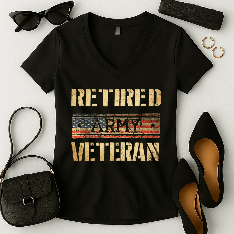Retired army veteran Women's V-Neck T-Shirt
