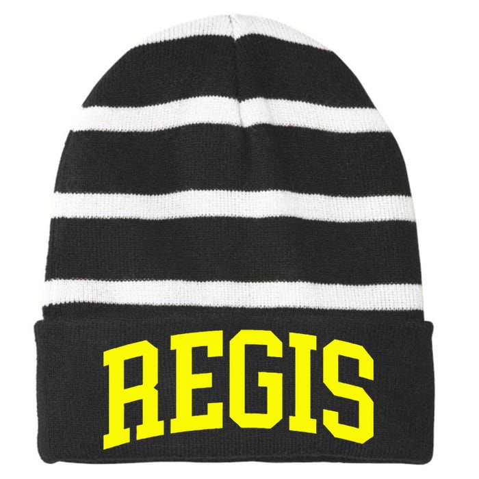 Regis Arch Vintage Retro College Athletic Sports Striped Beanie with Solid Band