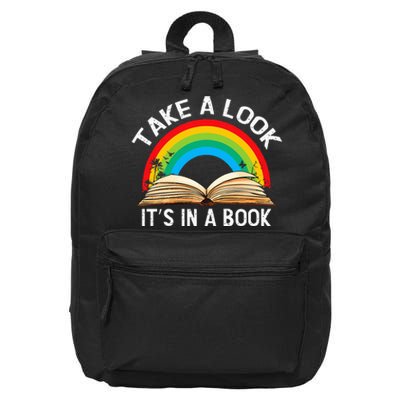 Reading Art Vintage Retro Rainbow Take A Look ItS In A Book 16 in Basic Backpack