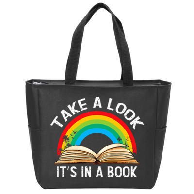 Reading Art Vintage Retro Rainbow Take A Look ItS In A Book Zip Tote Bag