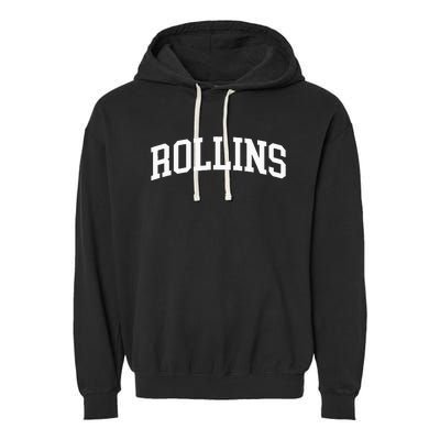 Rollins Arch Vintage Retro College Athletic Sports Garment-Dyed Fleece Hoodie