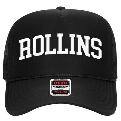 Rollins Arch Vintage Retro College Athletic Sports High Crown Mesh Back Trucker Hat