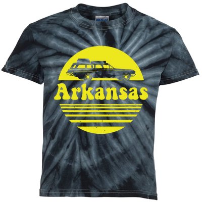 Retro Arkansas Vintage Vacation Kids Tie-Dye T-Shirt