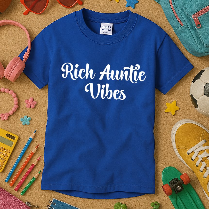 Rich Auntie Vibes Aunt Best Aunty Mothers Day Birthday Gift Kids T-Shirt