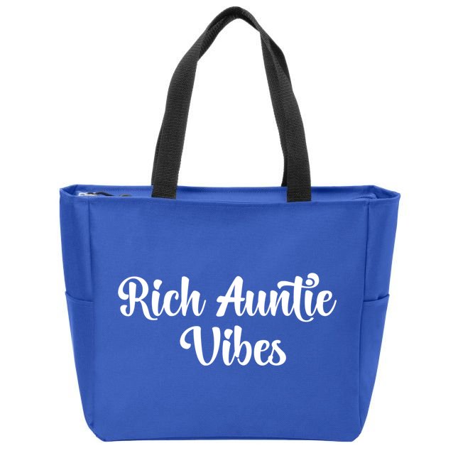 Rich Auntie Vibes Aunt Best Aunty Mothers Day Birthday Gift Zip Tote Bag