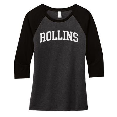 Rollins Arch Vintage Retro College Athletic Sports Women's Tri-Blend 3/4-Sleeve Raglan Shirt