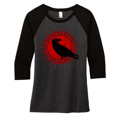 Raven Viking Cirlce Women's Tri-Blend 3/4-Sleeve Raglan Shirt