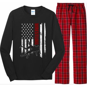 Retro American Wrestling Apparel Us Flag Wrestling Long Sleeve Pajama Set