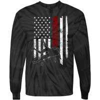 Retro American Wrestling Apparel Us Flag Wrestling Tie-Dye Long Sleeve Shirt