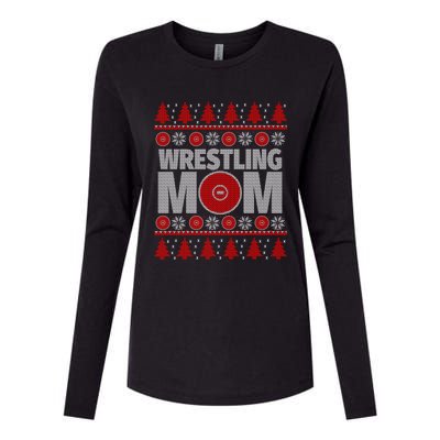 Red And White Wrestling Mom Ugly Christmas Gift Womens Cotton Relaxed Long Sleeve T-Shirt