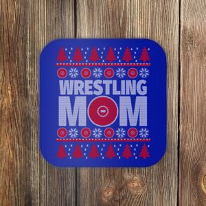 Red And White Wrestling Mom Ugly Christmas Gift Coaster