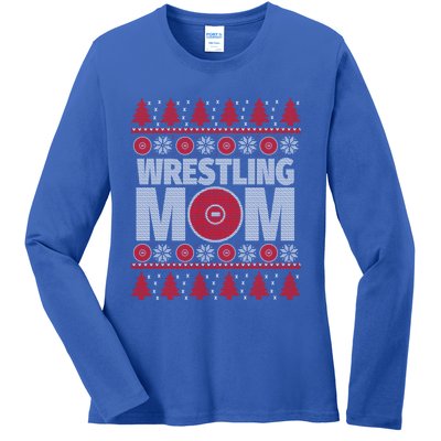 Red And White Wrestling Mom Ugly Christmas Gift Ladies Long Sleeve Shirt