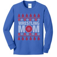 Red And White Wrestling Mom Ugly Christmas Gift Kids Long Sleeve Shirt