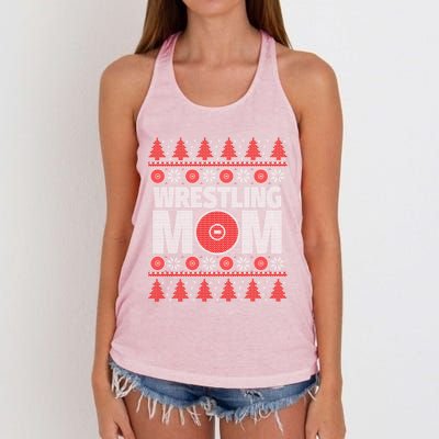 Red And White Wrestling Mom Ugly Christmas Gift Women's Knotted Racerback Tank