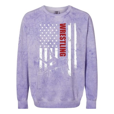 Retro American Wrestling Apparel US Flag Wrestling Colorblast Crewneck Sweatshirt