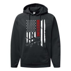 Retro American Wrestling Apparel US Flag Wrestling Performance Fleece Hoodie